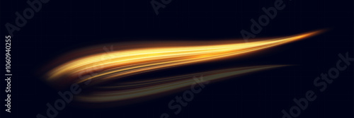 Golden Light Wave speed Lines: Shining Gold Design Element with Wavy Bright Stripes.	

