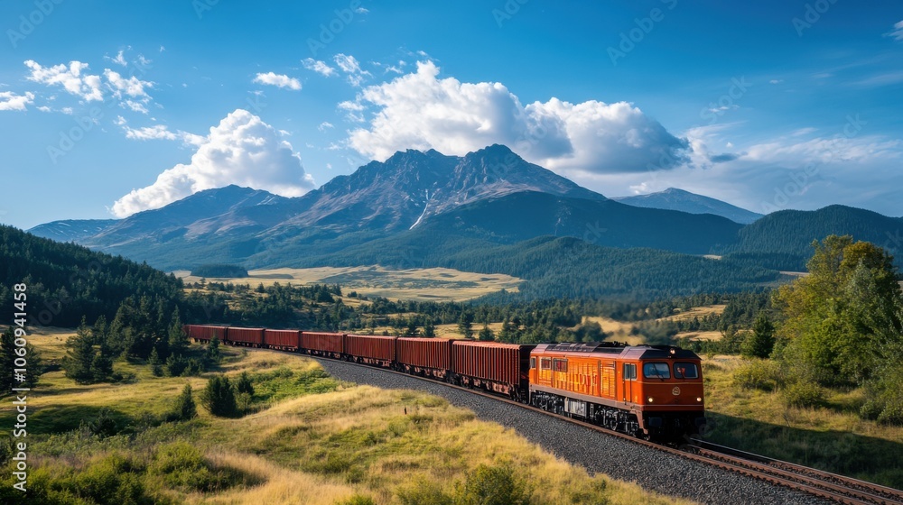 Colorful Train Journey Through Mountain Landscape