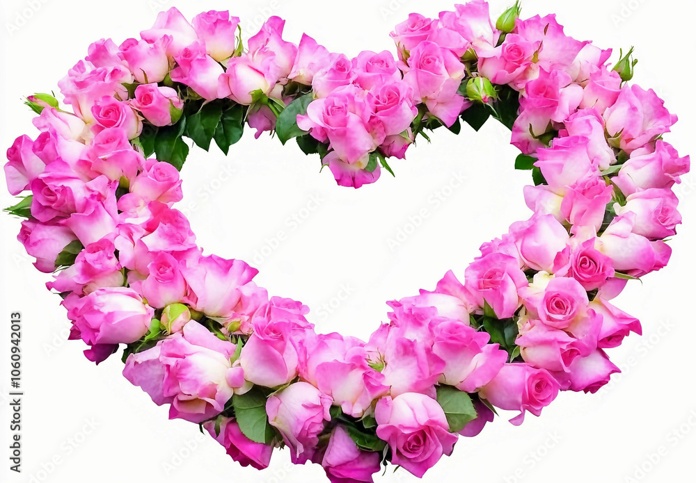 Flower isolated on white: Beautiful Rose In Love Shape on White Background, Blossom, Flower rose Flower isolated on white: Beautiful Rose In Love Shape on White Background, Blossom, Flower rose