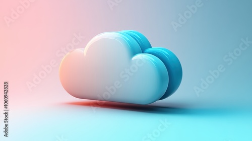 Minimalist 3D Cloud Storage Symbol in Vibrant Design
