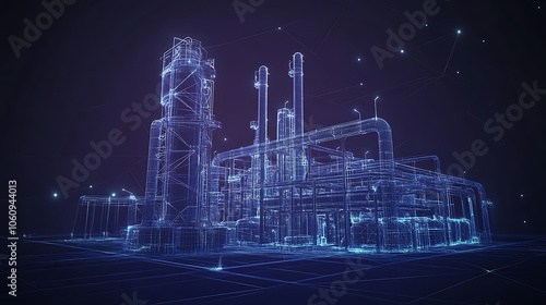 Oil production low poly wireframe banner template, Polygonal naphtha industry, earth mining, mineral resource extraction mesh art illustration, 3D oil refinery, plant equipment with connected dots