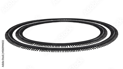 Railway train track vector route, Rail pattern round circular curve railroad path icon, white background