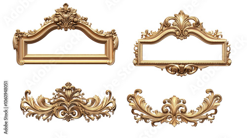 Elegant Golden Baroque Frames Showcasing Luxurious Rococo Designs Generative AI