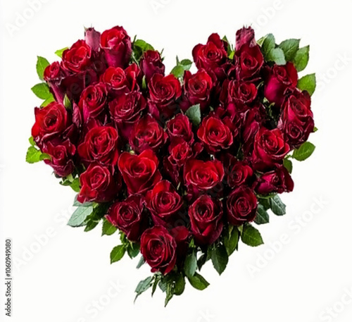 Flower isolated on white: Beautiful flowers Rose In Love Shape on White Background, Blossom, Flower rose