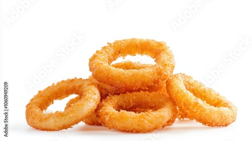 Onion rings isolated on white background photo