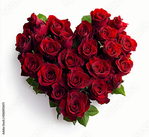 Flower isolated on white: Beautiful flowers Rose In Love Shape on White Background, Blossom, Flower rose