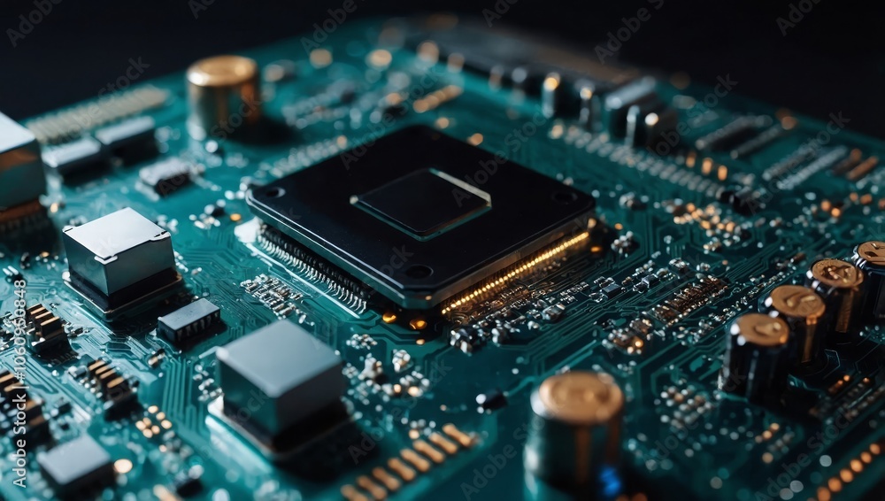 IT. Information technology concept. Motherboard integrated circuit and tech icons illustrtion. Futuristic bakground IT. Information technology concept. Motherboard integrated circuit and tech icons illustrtion. Futuristic bakground