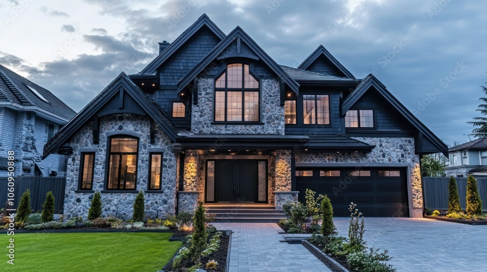 Modern Luxury Home with Stone Facade Modern Luxury Home with Stone Facade