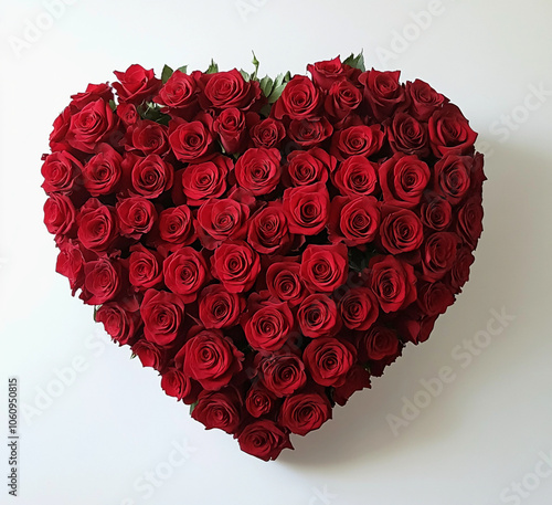 Flower isolated on white: Beautiful flowers Rose In Love Shape on White Background, Blossom, Flower rose