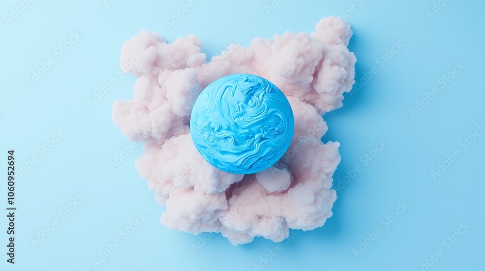 Ice-covered planet in outer space with a cloudy atmosphere Ice-covered planet in outer space with a cloudy atmosphere