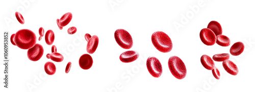 Red blood cells erythrocytes isolated on white background healthcare and medical zoom microscopic 3d render illustration hematology blood vessel erythrocyte flow biology science anatomy transfusion