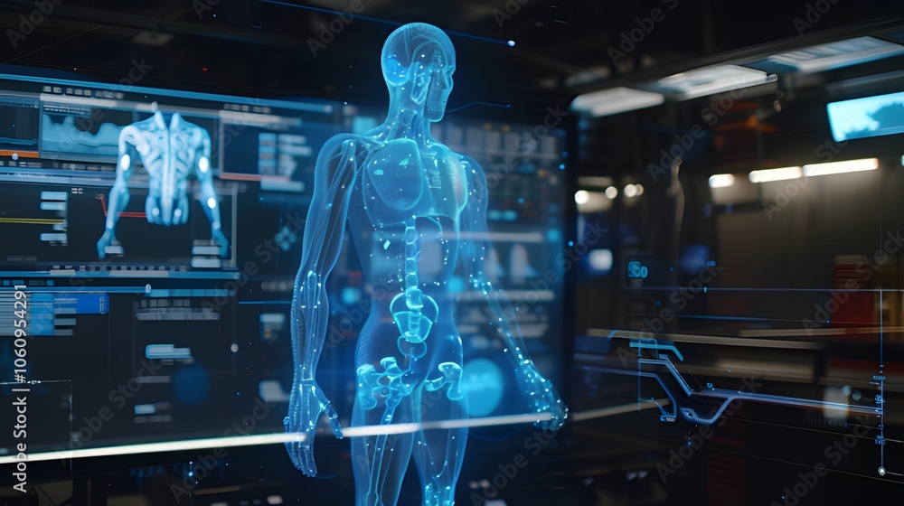 AI hologram explaining real-time analytics in 8K AI hologram explaining real-time analytics in 8K