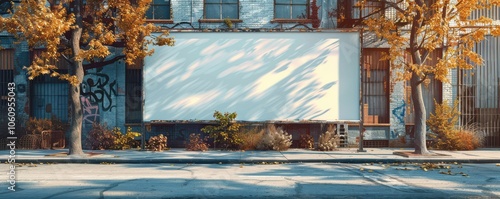 Large blank billboard on a modern city street, perfect for advertising and brand promotions. Free copy space for text.