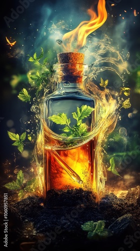 Herbal Potion in Fiery Bottle 