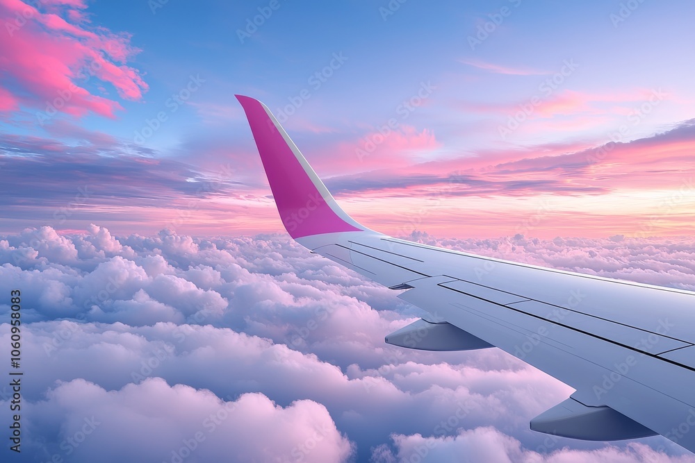 The view from inside the window of the plane of Traveling is beautiful, with a sunset over the top and stars in the sky. The view from inside the window of the plane of Traveling is beautiful, with a sunset over the top and stars in the sky.