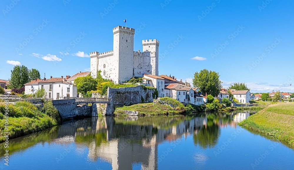 Obraz premium Pesmes village in Burgundy, as seen from afar