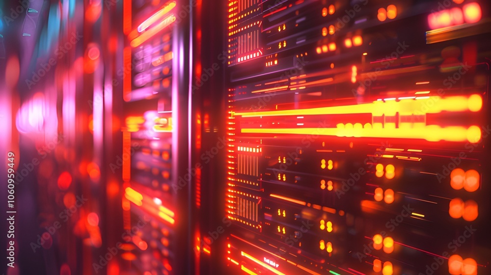 Modern data center with glowing servers Modern data center with glowing servers