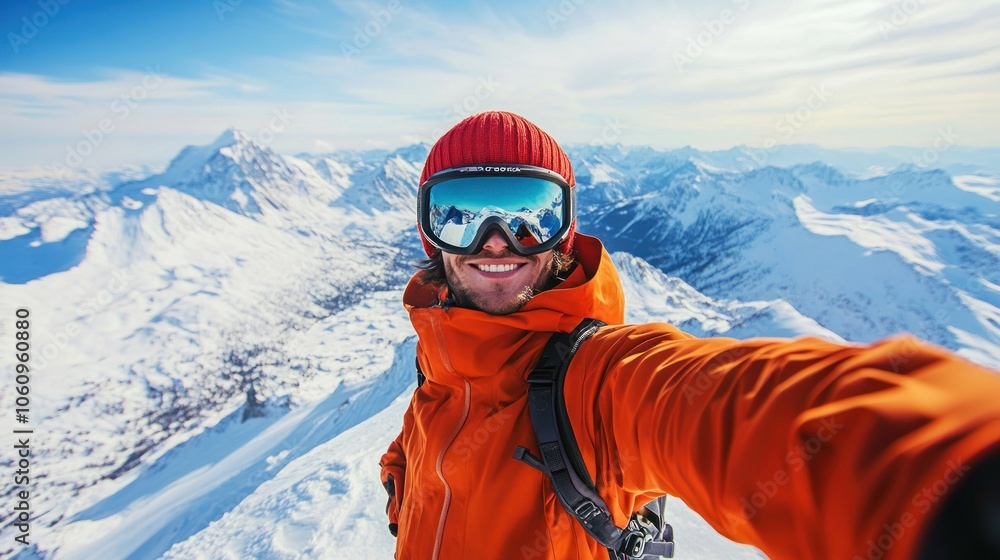 Man Taking Selfie on Mountain Top Man Taking Selfie on Mountain Top