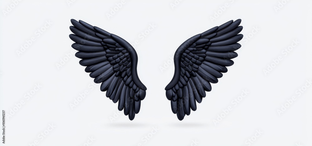 Obraz premium A pair of transparent wings with realistic black feathers