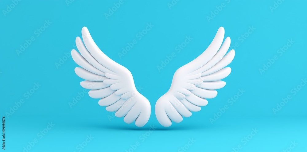 Fototapeta premium The white wing is minimal and cute. Illustration in 3D.