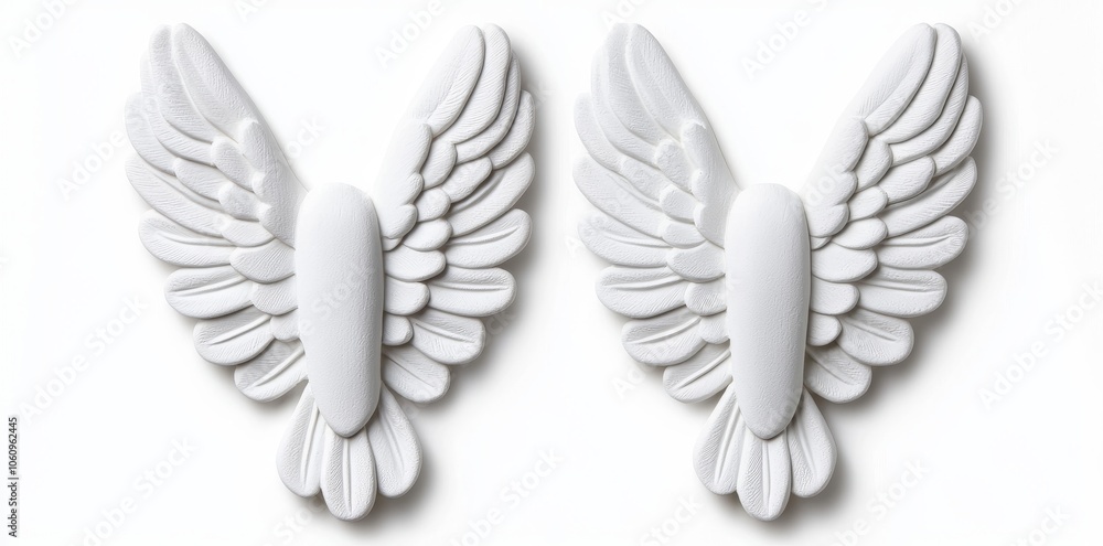 Obraz premium Transparent background with white angel wings