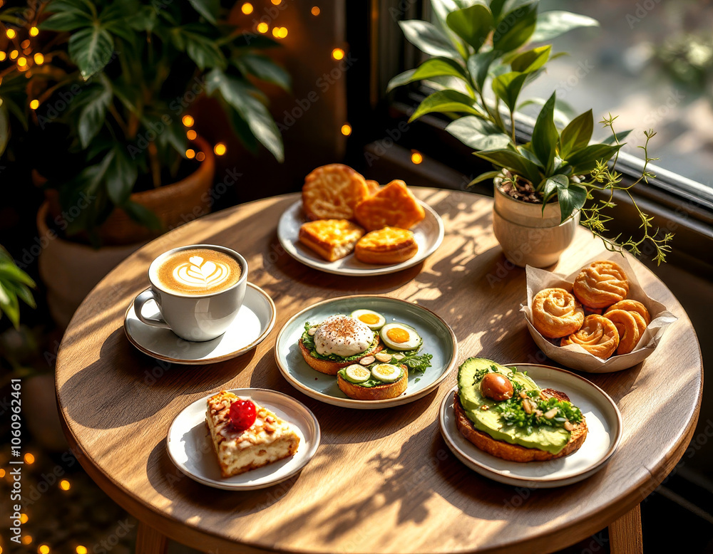 Veganuary brunch: plant-based delights and artisan coffee for a cozy breakfast setting Veganuary brunch: plant-based delights and artisan coffee for a cozy breakfast setting