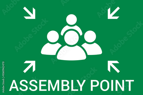 Emergency evacuation assembly point sign. Assembly point icon. Safety Signs. Evacuation Plan. Vector illustration