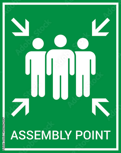 Emergency evacuation assembly point sign. Assembly point icon. Safety Signs. Evacuation Plan. Vector illustration