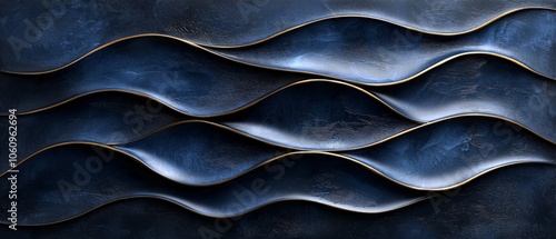 Abstract design featuring flowing waves in dark tones with golden accents.