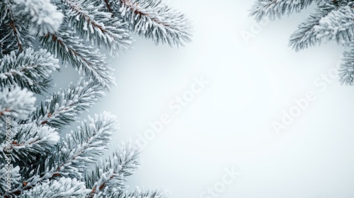 Christmas tree with realistic snow effects on branches, ideal for a holiday-themed white background.