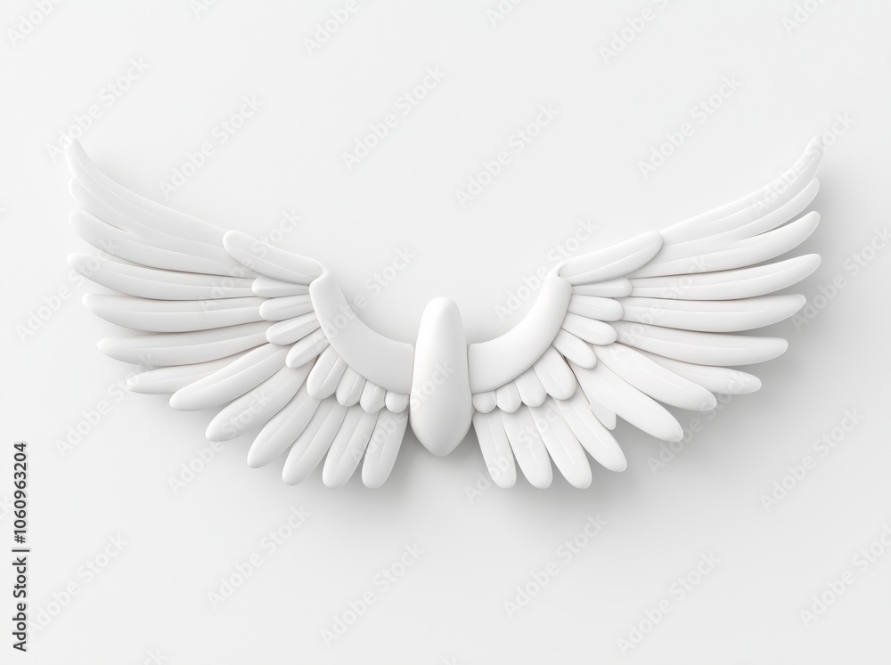 Fototapeta premium An angel wing isolated on a white background in 3D