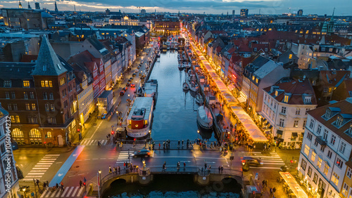 Harbor in the evening of Copenhagen, Denmark