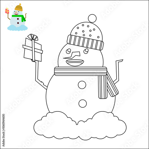 Christmas coloring book. children's educational game. logical tasks. coloring book. New Year.  Christmas tree. snowman.