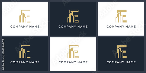 Vector set letter E real estate logo design