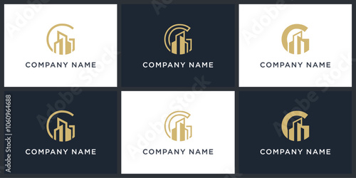Vector set letter G real estate logo design