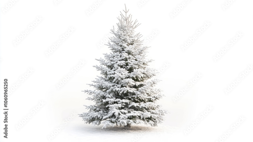 Frosted Christmas tree with icy branches on a white background, evoking the beauty of winter. Frosted Christmas tree with icy branches on a white background, evoking the beauty of winter.