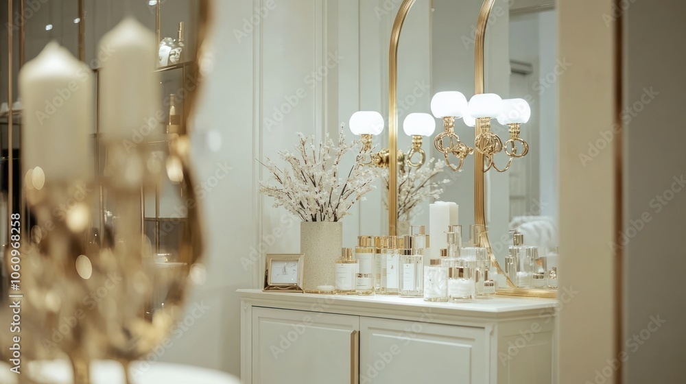 Luxury Bathroom with Golden Accents Luxury Bathroom with Golden Accents