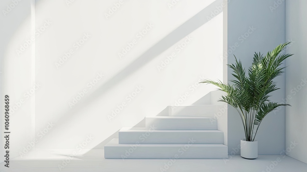 Obraz premium White blank banner in a minimal indoor setting, perfect for adding text, logos, or promotional content.