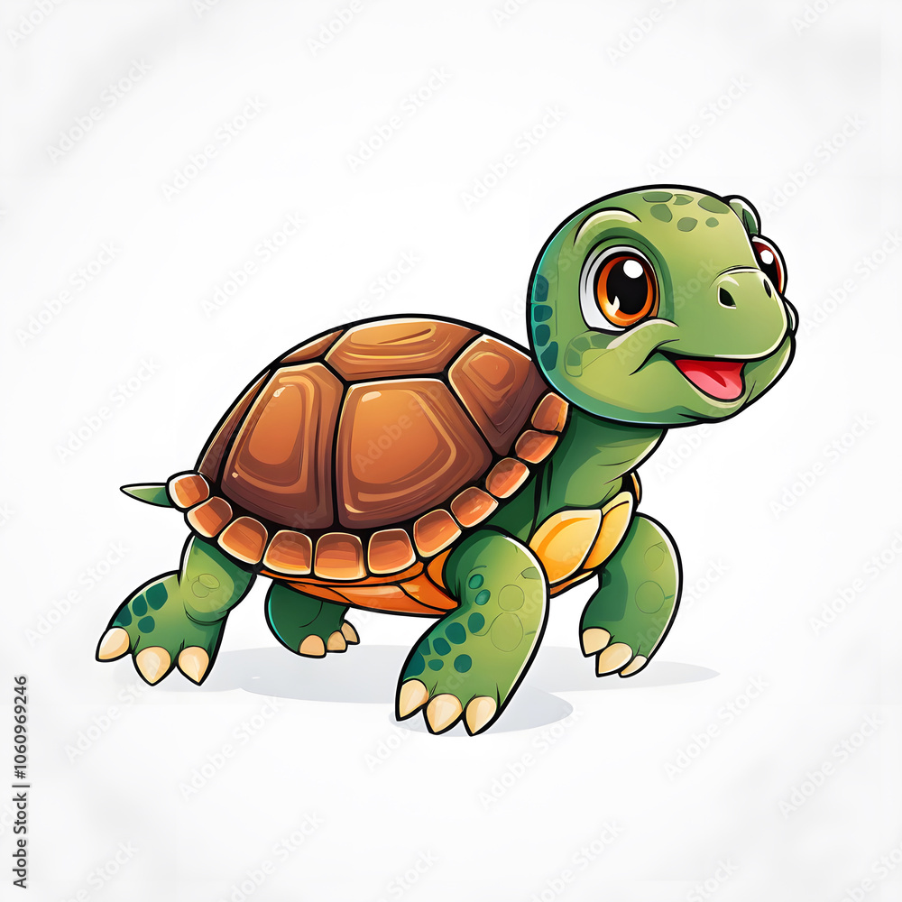 Obraz premium Cute cartoon baby turtle