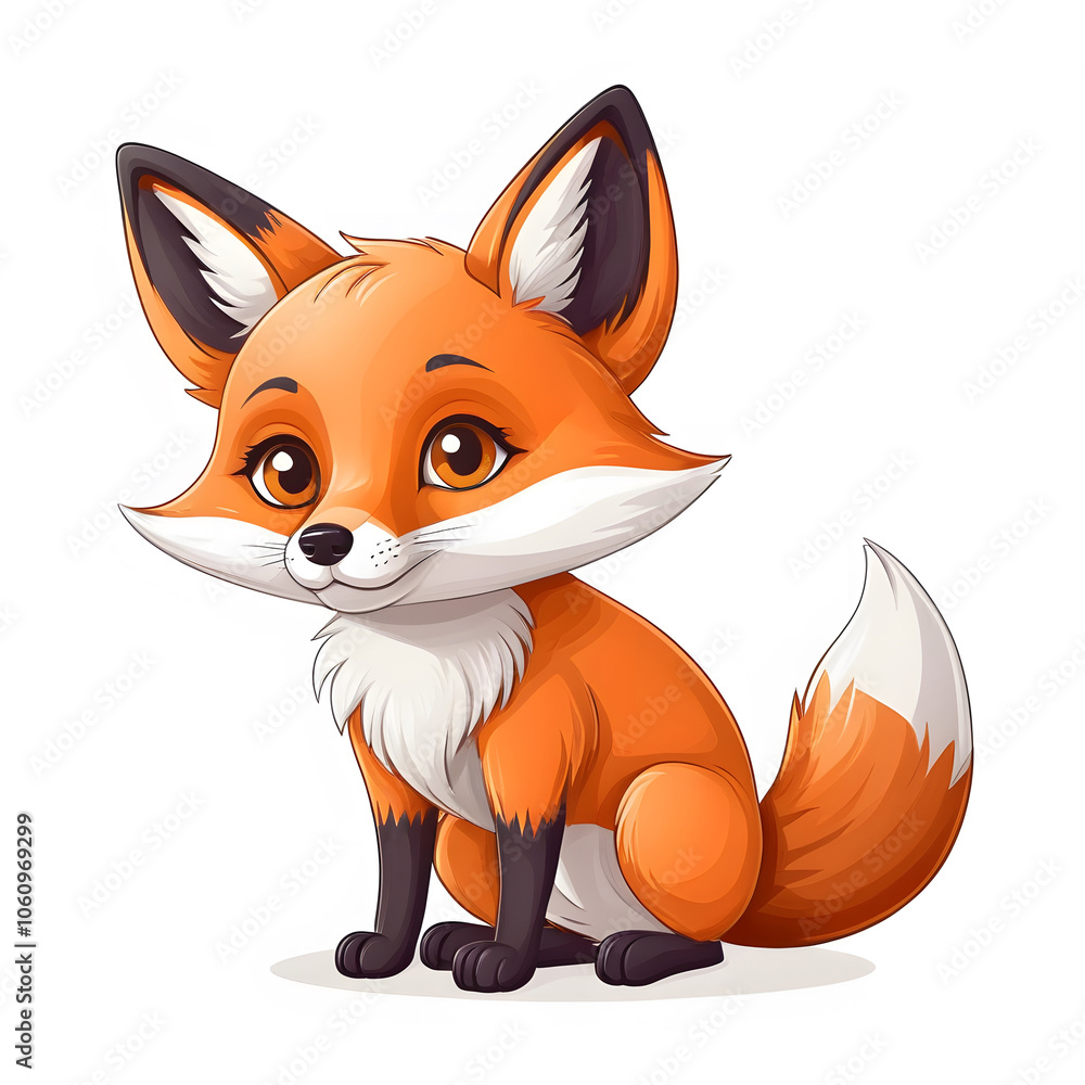 Obraz premium Cute cartoon fox sitting