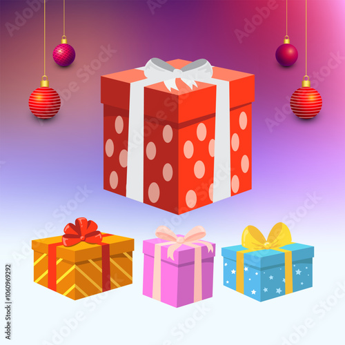 set of boxes with ribbons