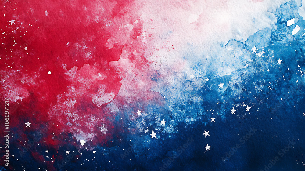 Fototapeta premium Abstract red, white and blue vector background with flowing lines