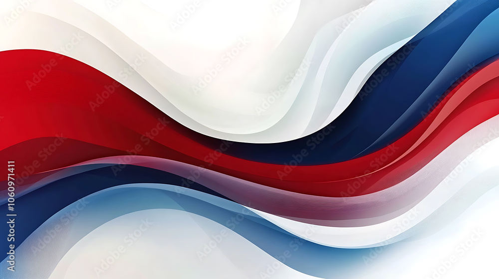 Naklejka premium Abstract red, white and blue vector background with flowing lines