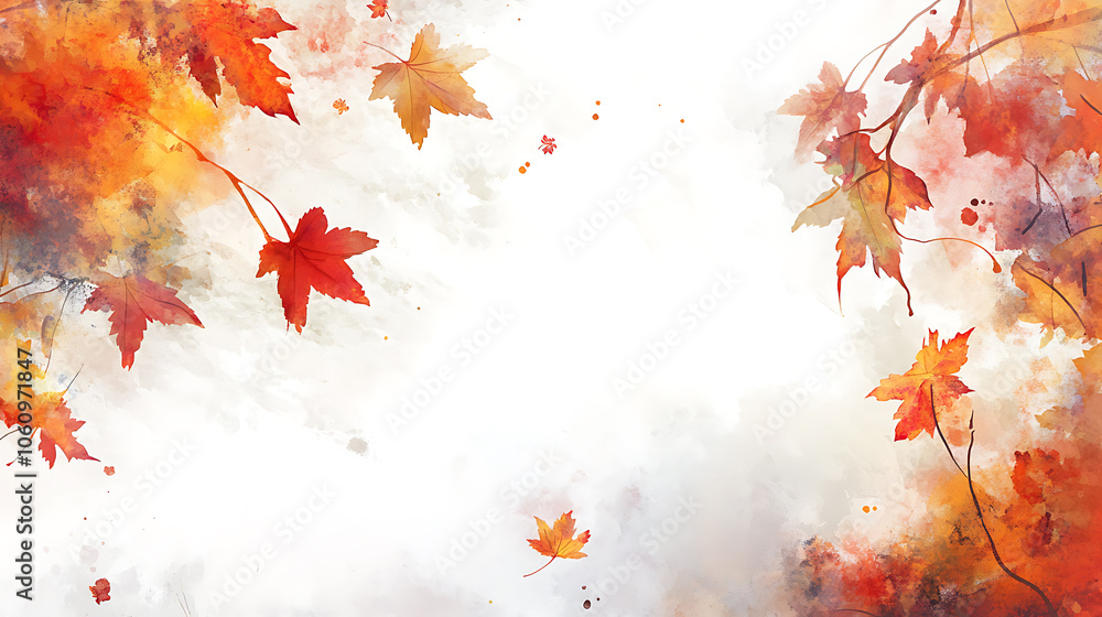 Autumn background with watercolor leaves and white space for text, beautiful autumn background with copy feminine spaces for decoration and design on the theme of fall season and nature Autumn background with watercolor leaves and white space for text, beautiful autumn background with copy feminine spaces for decoration and design on the theme of fall season and nature