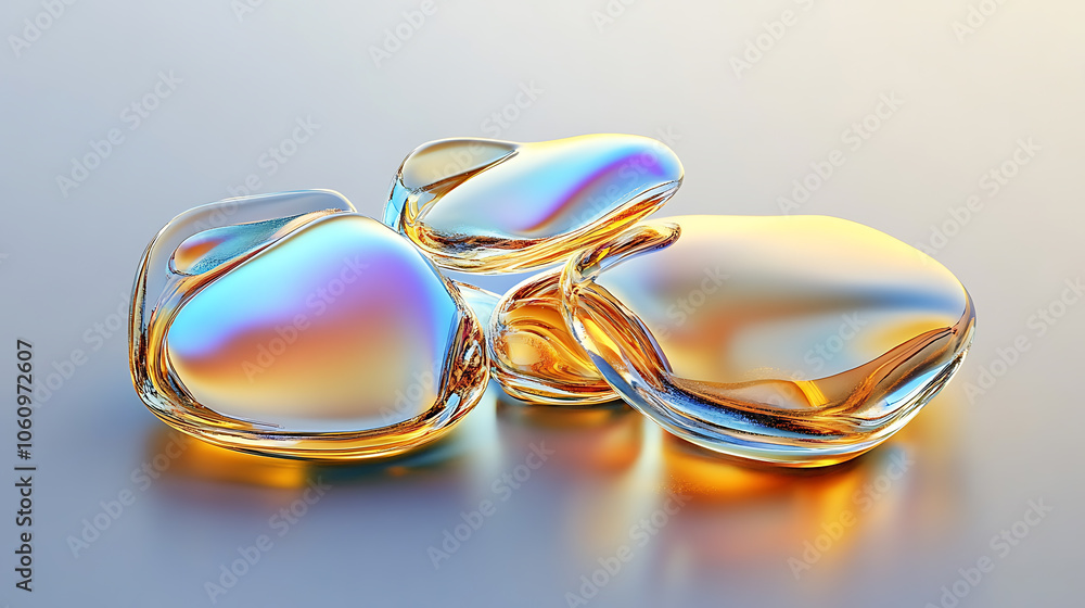 iridescent liquid metal blobs futuristic chrome shapes holographic melted drops abstract 3d elements 3d illustration iridescent liquid metal blobs futuristic chrome shapes holographic melted drops abstract 3d elements 3d illustration