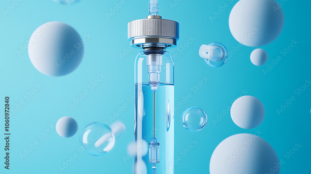 Medical Concept, Pump for infusion and drip for saline solution, IV fluid infusion on a background of blue Medical Concept, Pump for infusion and drip for saline solution, IV fluid infusion on a background of blue