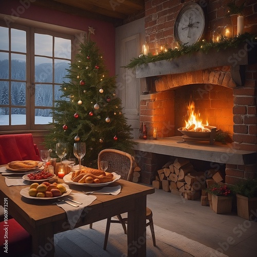 Weihnachtsessen mit gegrilltem. Generative AI Technologie