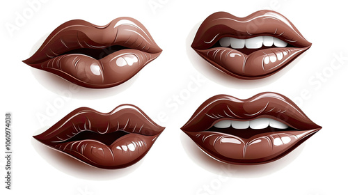 Wallpaper Mural Illustrations of Women's Lips Expressing Various Emotions Generative AI Torontodigital.ca