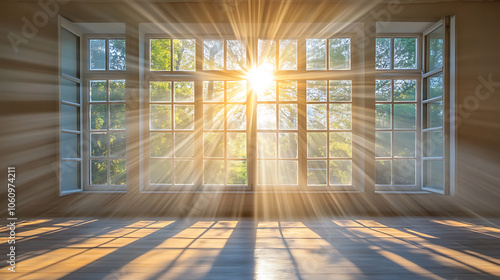 New Plastic window frames, Sun rays coming through the window