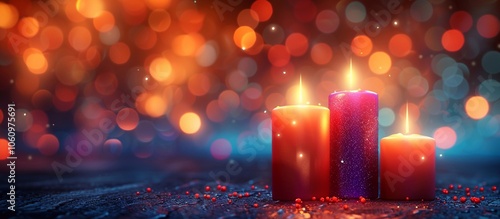 Romantic festive holiday evening. Diwali festival of lights. Holiday background Hindu Diwali or Deepavali. Christmas card Celebration Greeting: Merry Cristmas, Dia de Las Velitas, Feliz Navidat photo